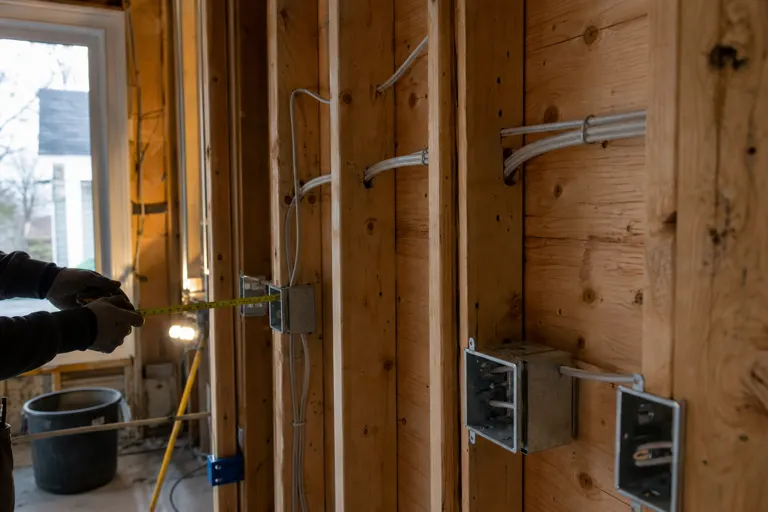 New electrical wiring in an unfinished home renovation